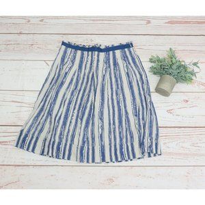 BANANA REPUBLIC Women's 6 - Blue & beige striped linen A-line skirt knee length
